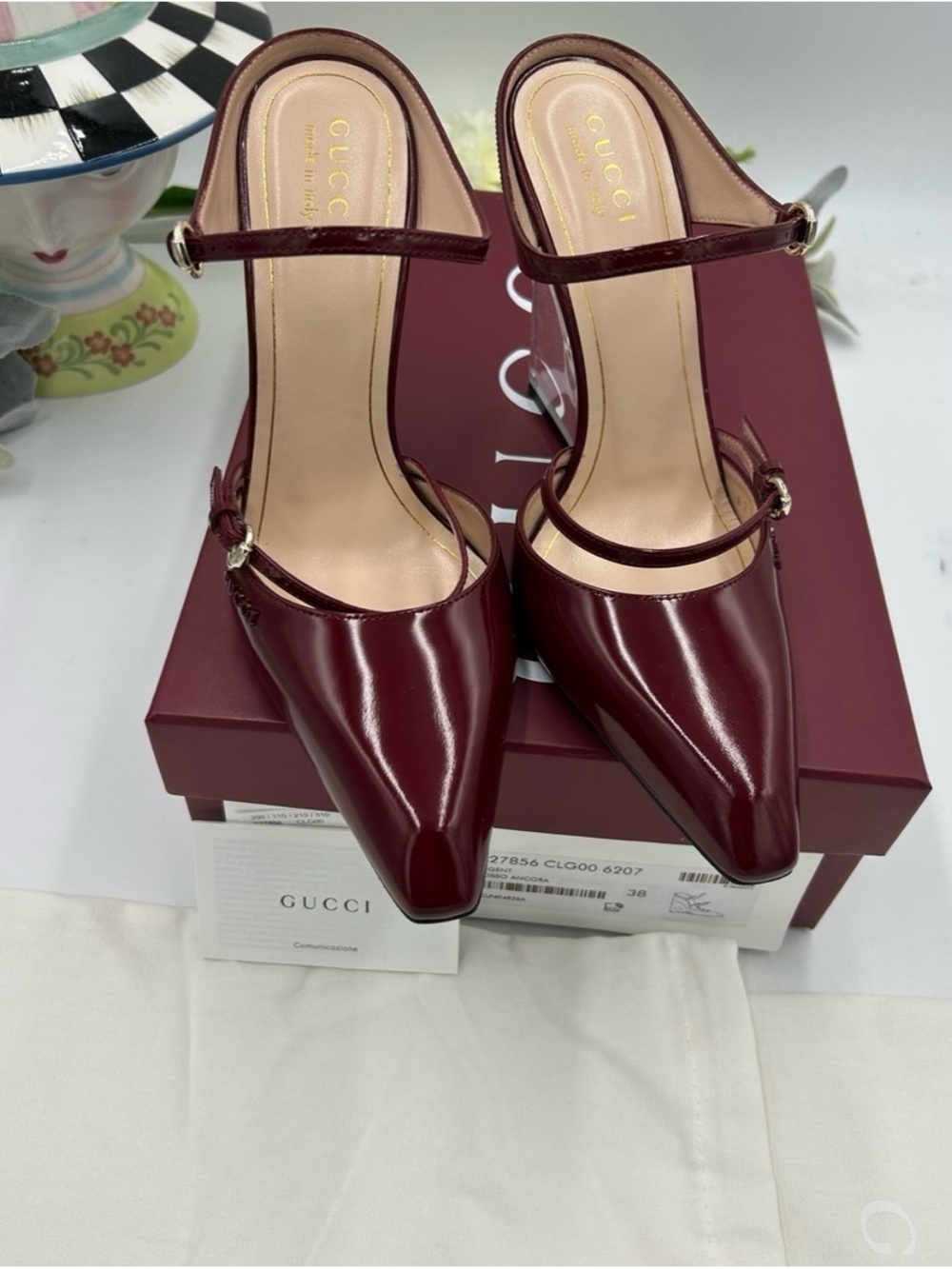 Gucci rosso leather wedge mules size 38 made in Italy - Picture 2 of 6